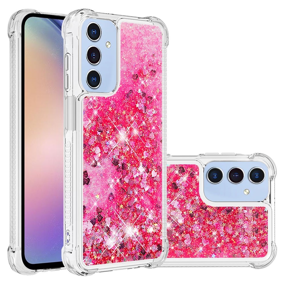Glitter přesýpací gelový obal na Samsung Galaxy A26 5G - růžový/srdíčka