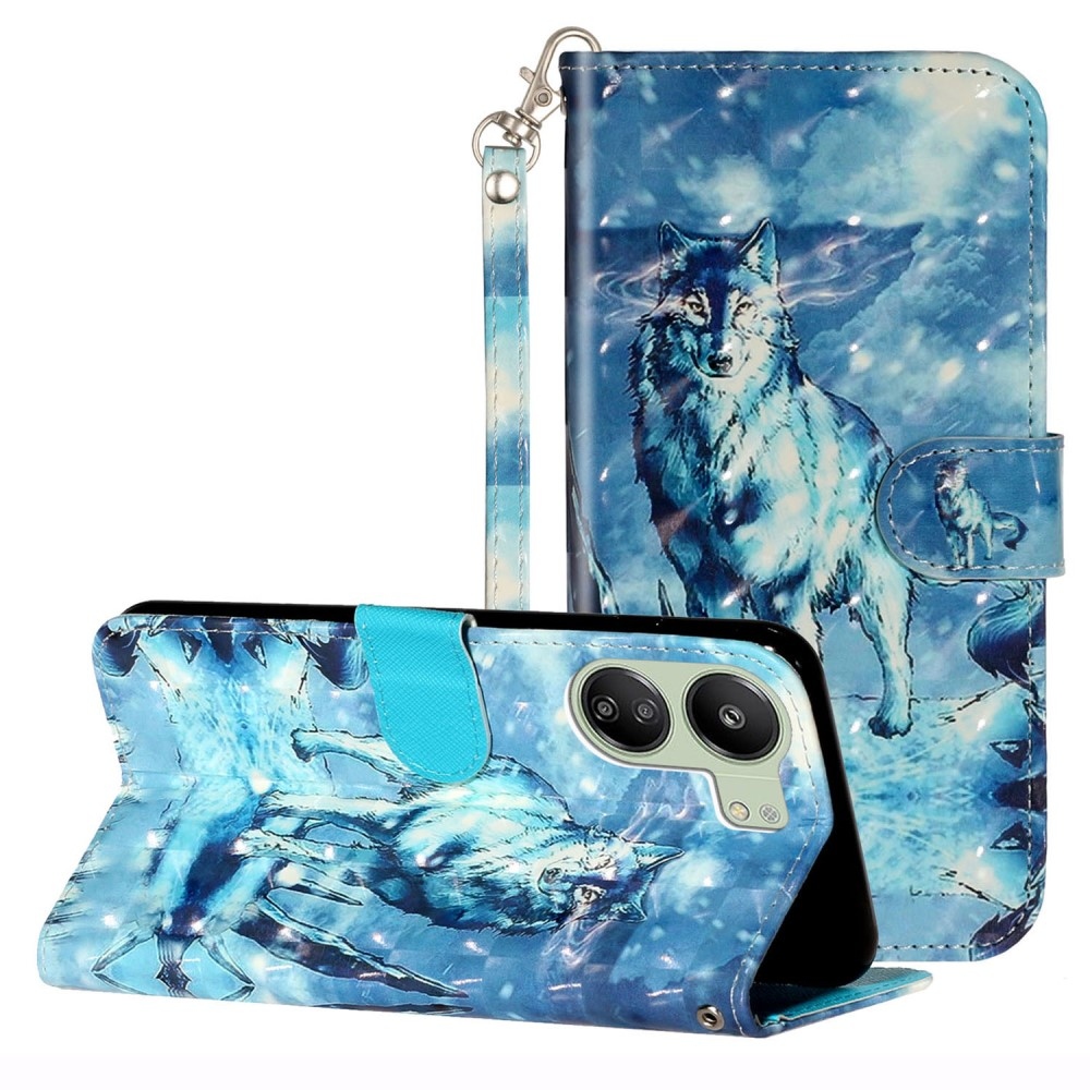 Decor knížkové pouzdro pro Xiaomi Poco C65/Redmi 13C 4G/5G - vlk