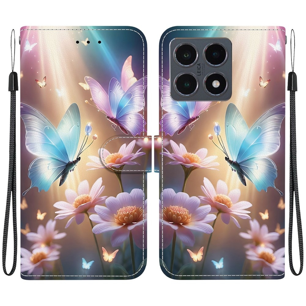 Versatile knížkové pouzdro na Xiaomi 15T - motýli a kopretiny
