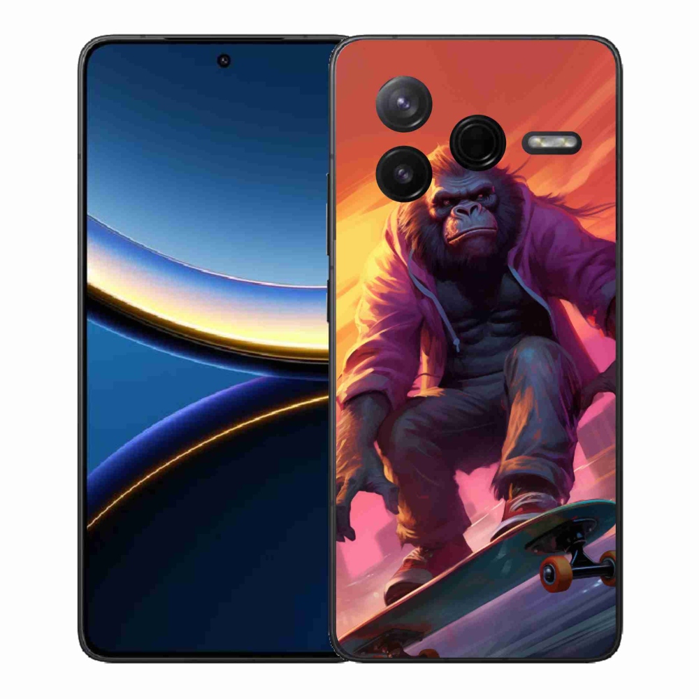 Gelový kryt mmCase na Xiaomi Poco F7 Pro - gorila na skateboardu