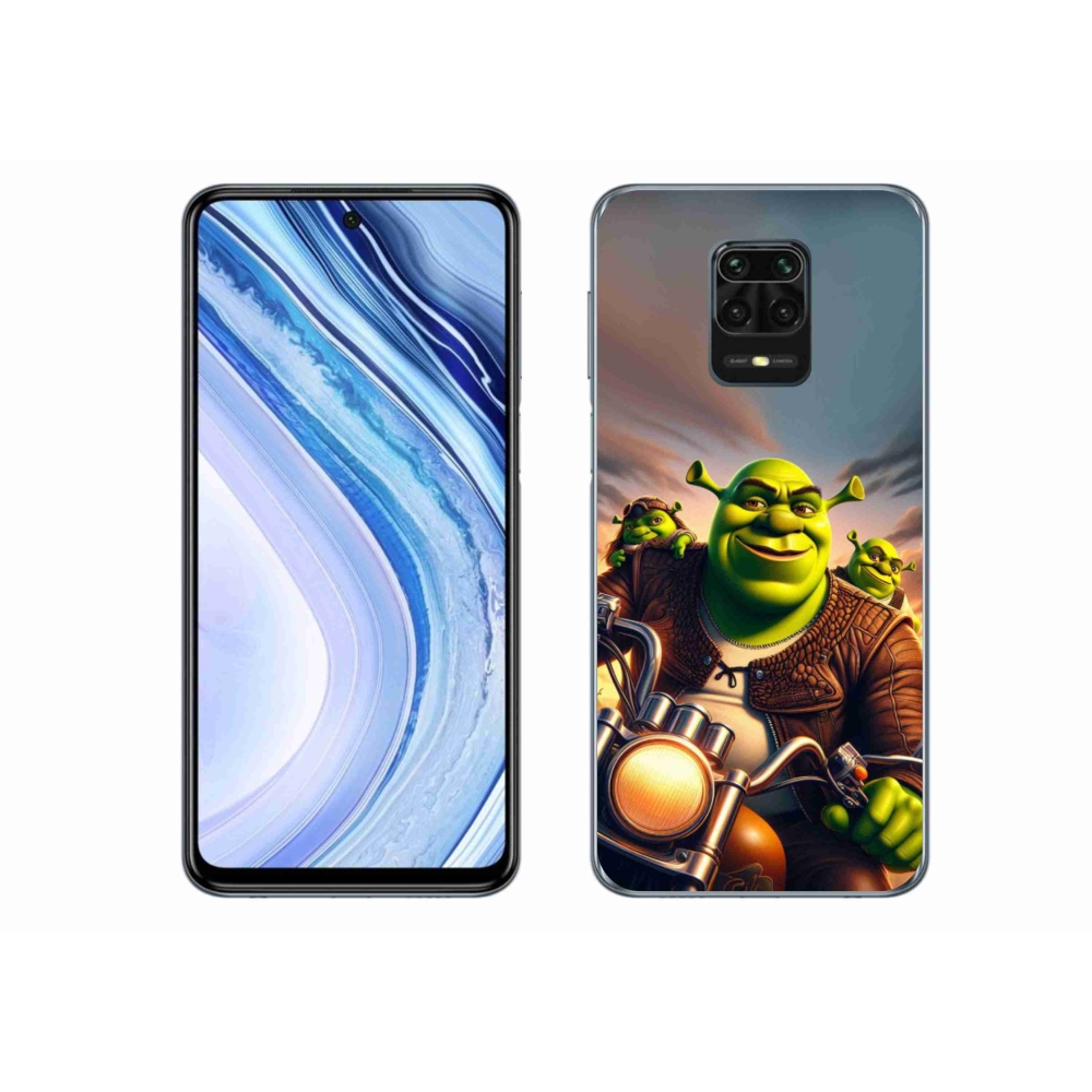 Gelový kryt mmCase na Xiaomi Redmi Note 9S - shrek na motorce