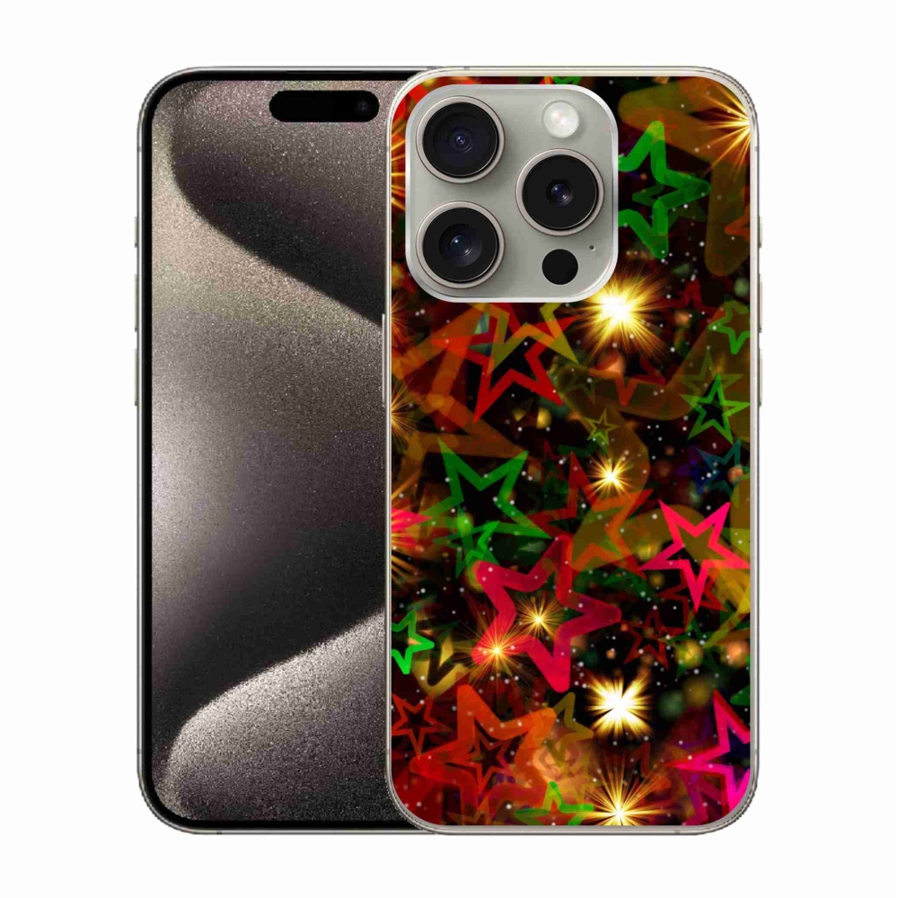 Gelový kryt mmCase na iPhone 15 Pro - barevné hvězdičky