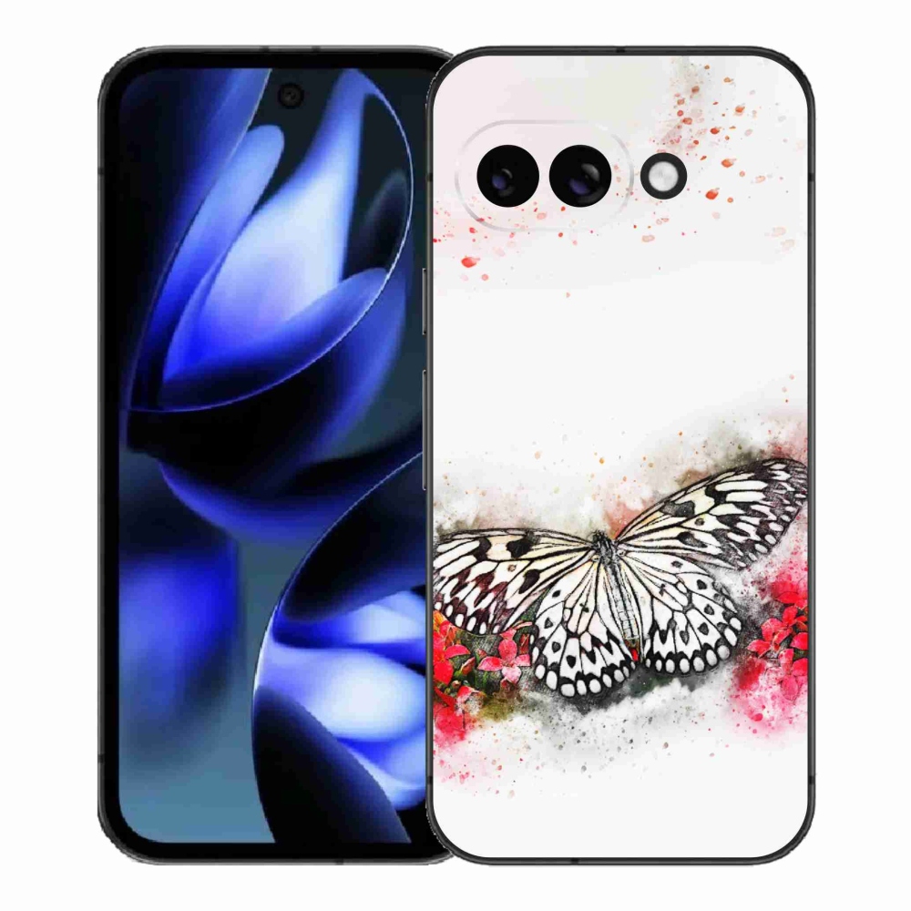Gelový kryt mmCase na Google Pixel 9a - černobílý motýl