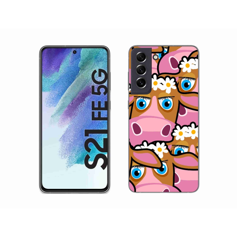 Gelový kryt mmCase na Samsung Galaxy S21 FE 5G - kreslené kravičky