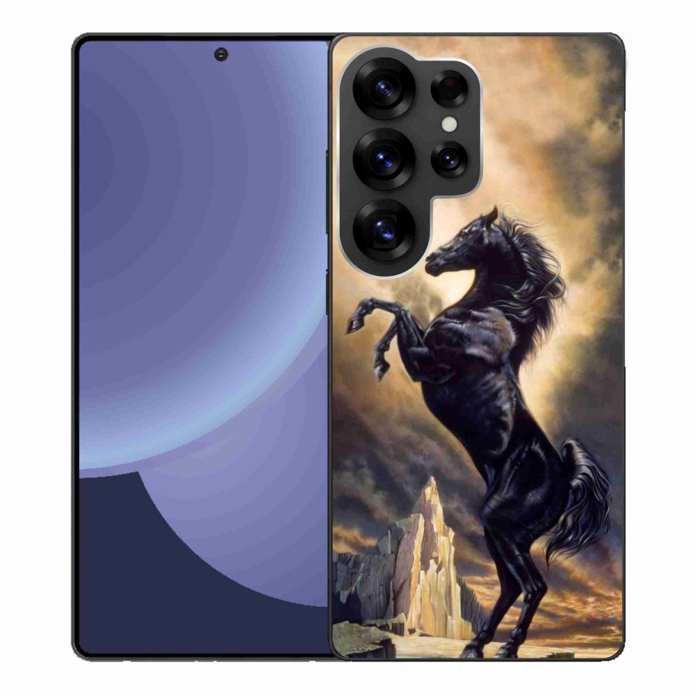 Gelový kryt mmCase na Samsung Galaxy S25 Ultra - černý kreslený kůň
