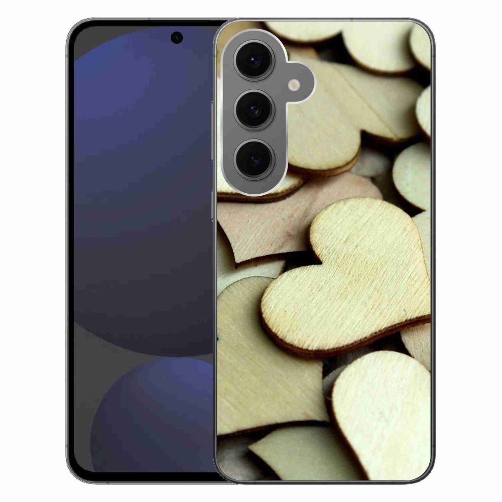 Gelový kryt mmCase na Samsung Galaxy S24 FE - dřevěná srdíčka