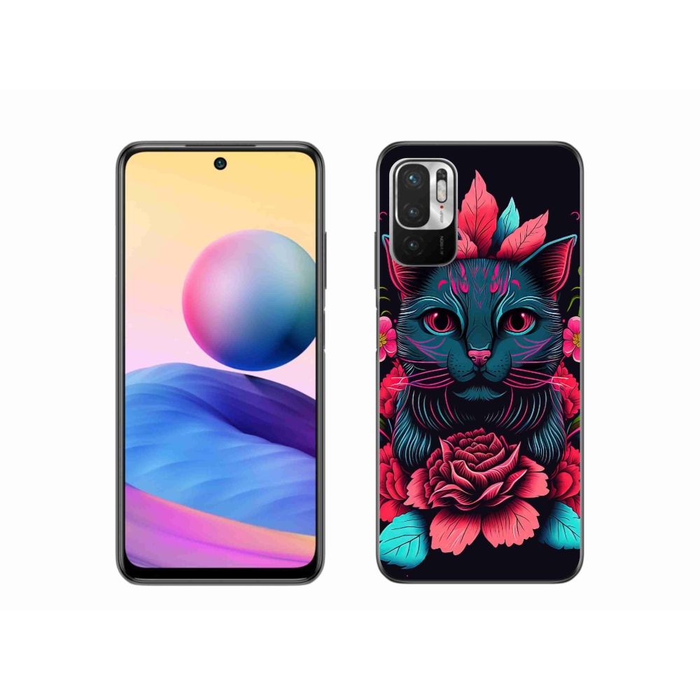 Gelový kryt mmCase na Xiaomi Poco M3 Pro/5G - květiny a kočka