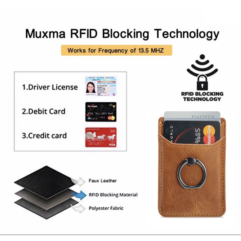 MUXMA nalepovací pouzdro na karty na mobilní telefon - hnědé