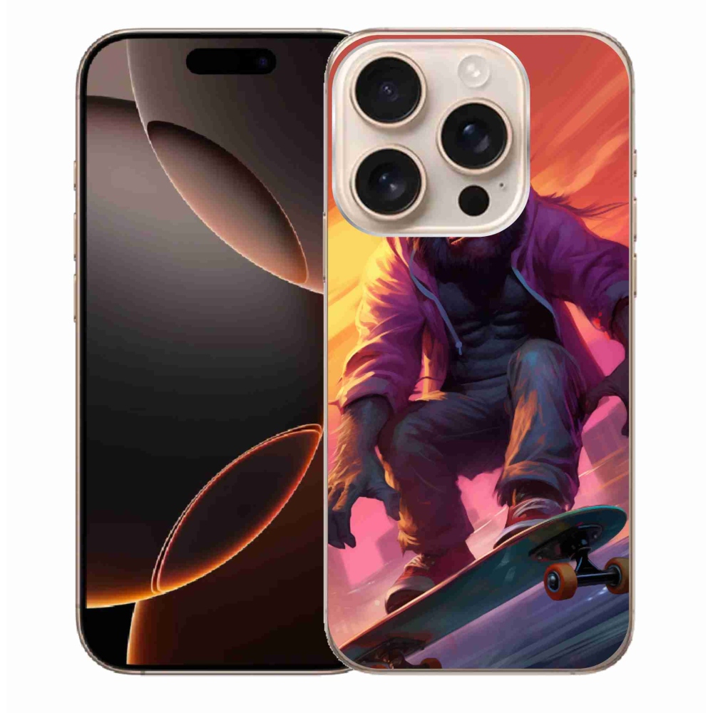 Gelový kryt mmCase na iPhone 16 Pro Max - gorila na skateboardu