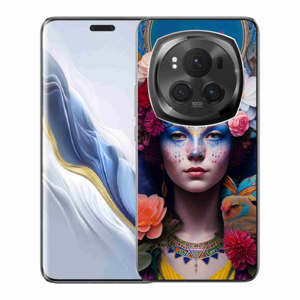 Gelový kryt mmCase na Honor Magic 6 Pro 5G - žena s květinami