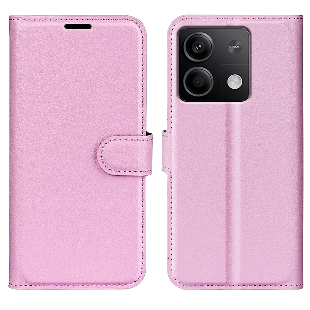 Litchi knížkové pouzdro na Xiaomi Redmi Note 13 5G - růžové