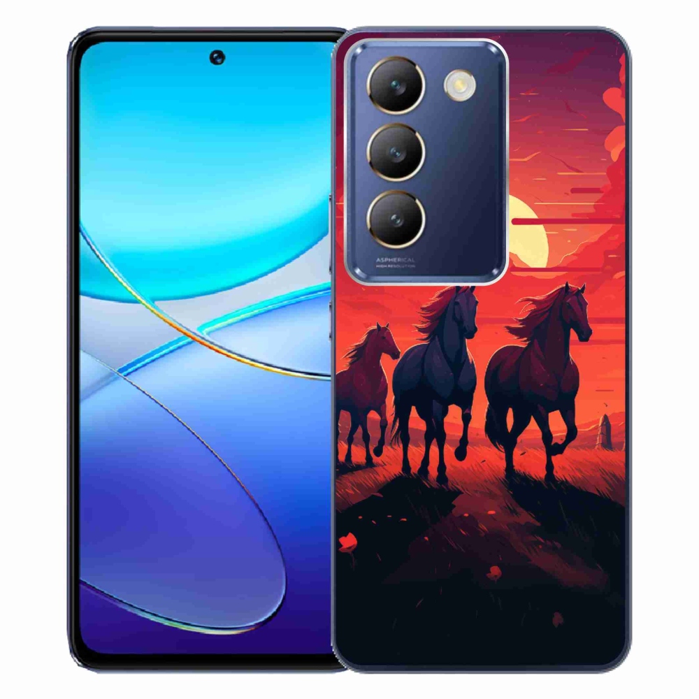 Gelový kryt mmCase na Vivo V40 SE 4G/5G - koně a západ slunce