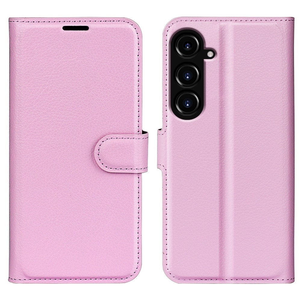 Litchi knížkové pouzdro na Samsung Galaxy S23 FE - růžové