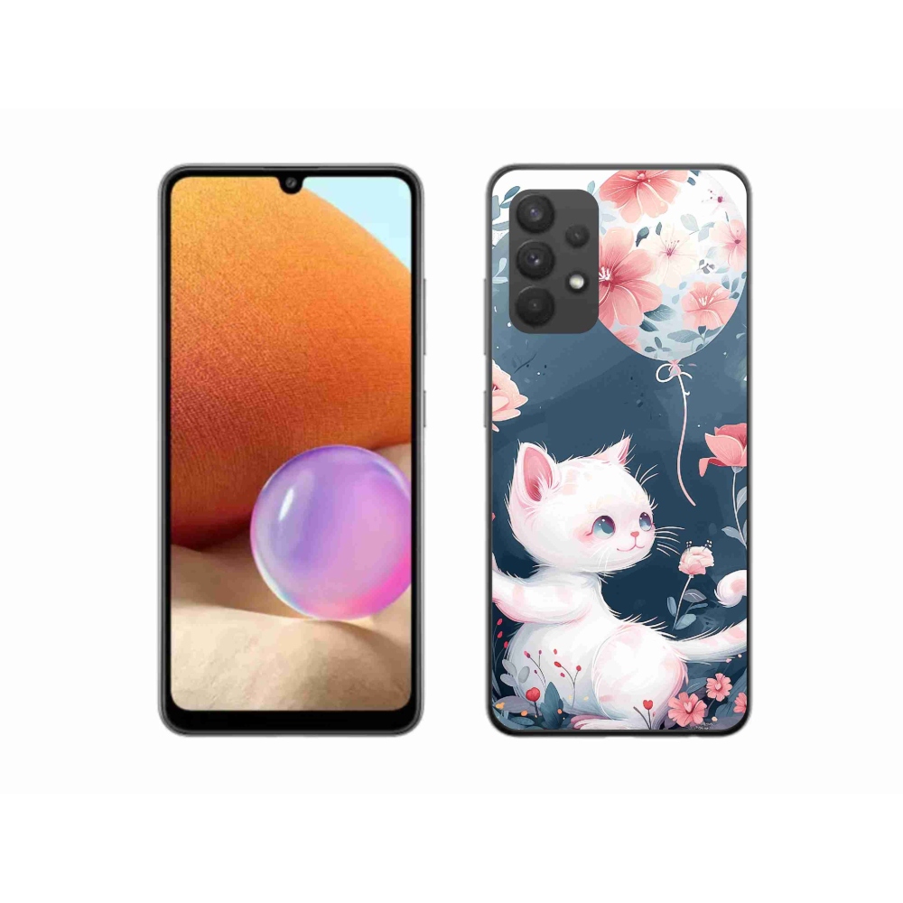 Gelový kryt mmCase na Samsung Galaxy A32 4G - kotě s balónkem