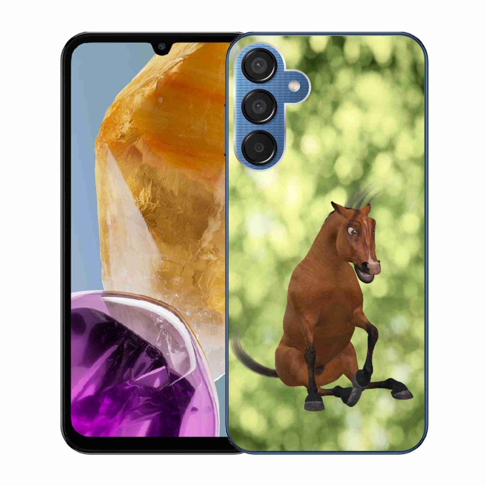 Gelový kryt mmCase na Samsung Galaxy M15 5G - hnědý kreslený kůň 1