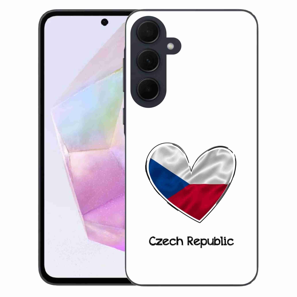 Gelový kryt mmCase na Samsung Galaxy A35 5G - vlajka srdce bílé pozadí
