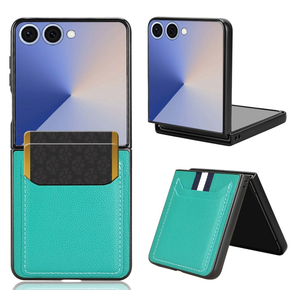 Combi plastový kryt s umělou kůží na Samsung Galaxy Z Flip7 5G - zelený