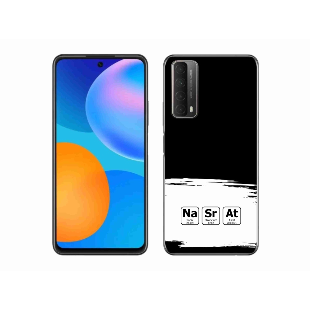 Gelový kryt mmCase na Huawei P Smart (2021) - chemické prvky bíločerné pozadí