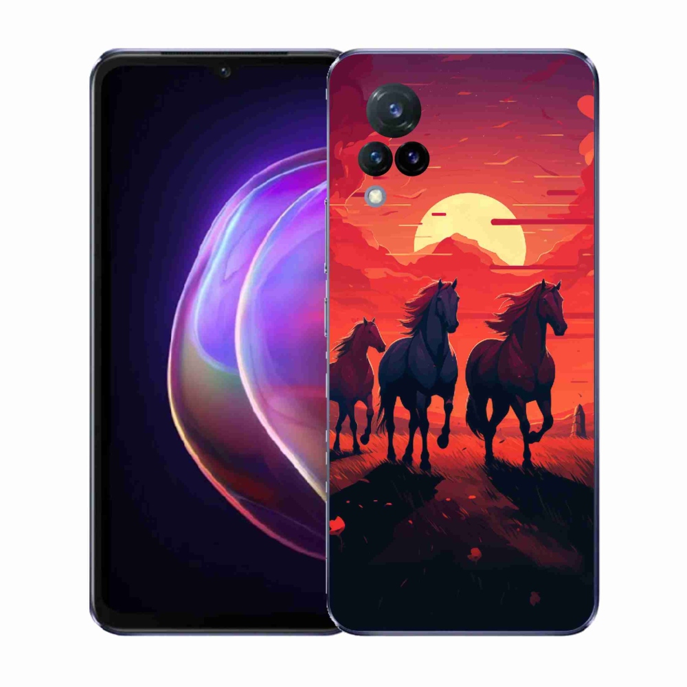 Gelový kryt mmCase na Vivo V21 4G/5G - koně a západ slunce