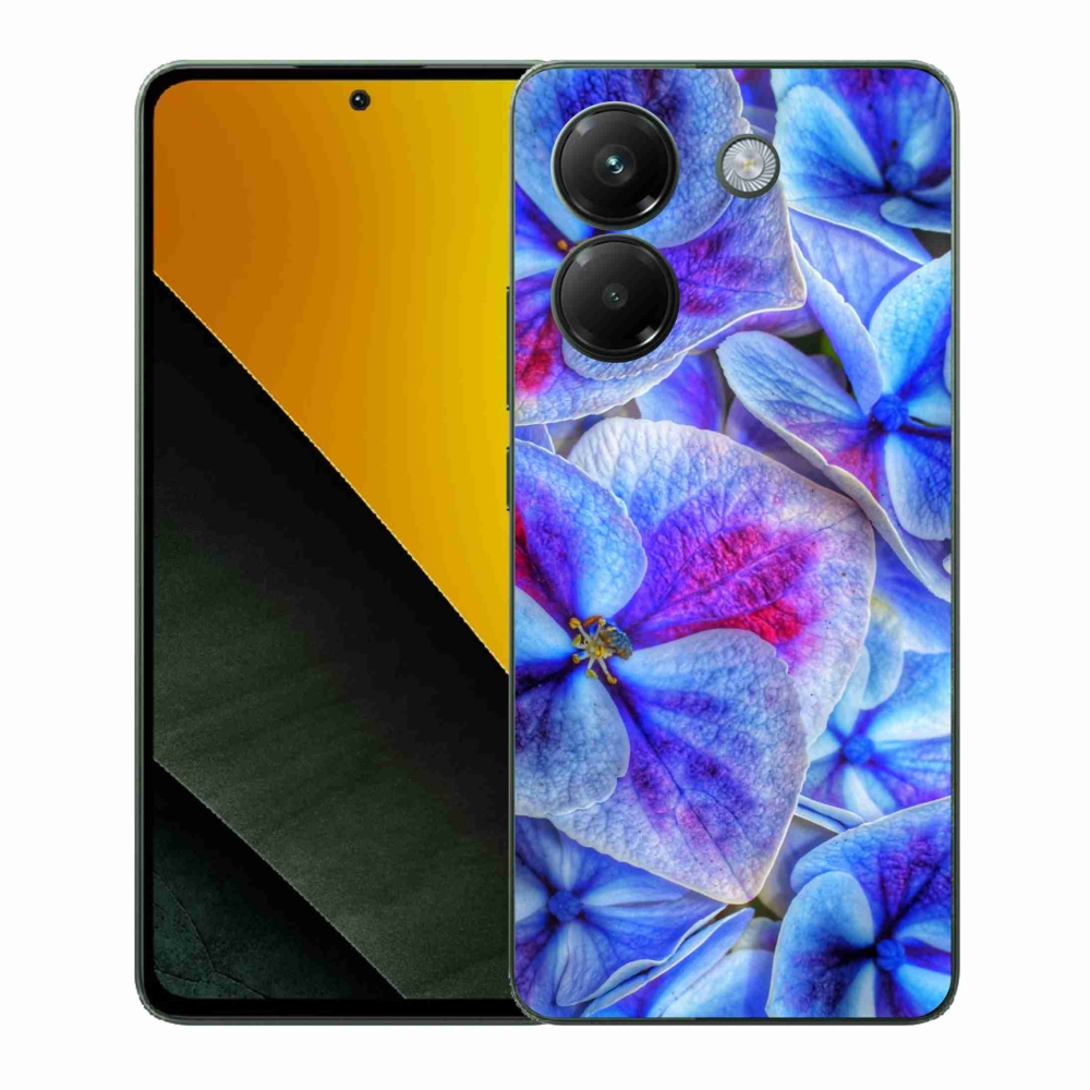 Gelový kryt mmCase na Xiaomi Poco M7 Pro 5G - modré květy 1