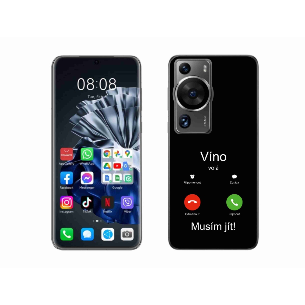 Gelový kryt mmCase na Huawei P60 Pro - víno volá černé pozadí