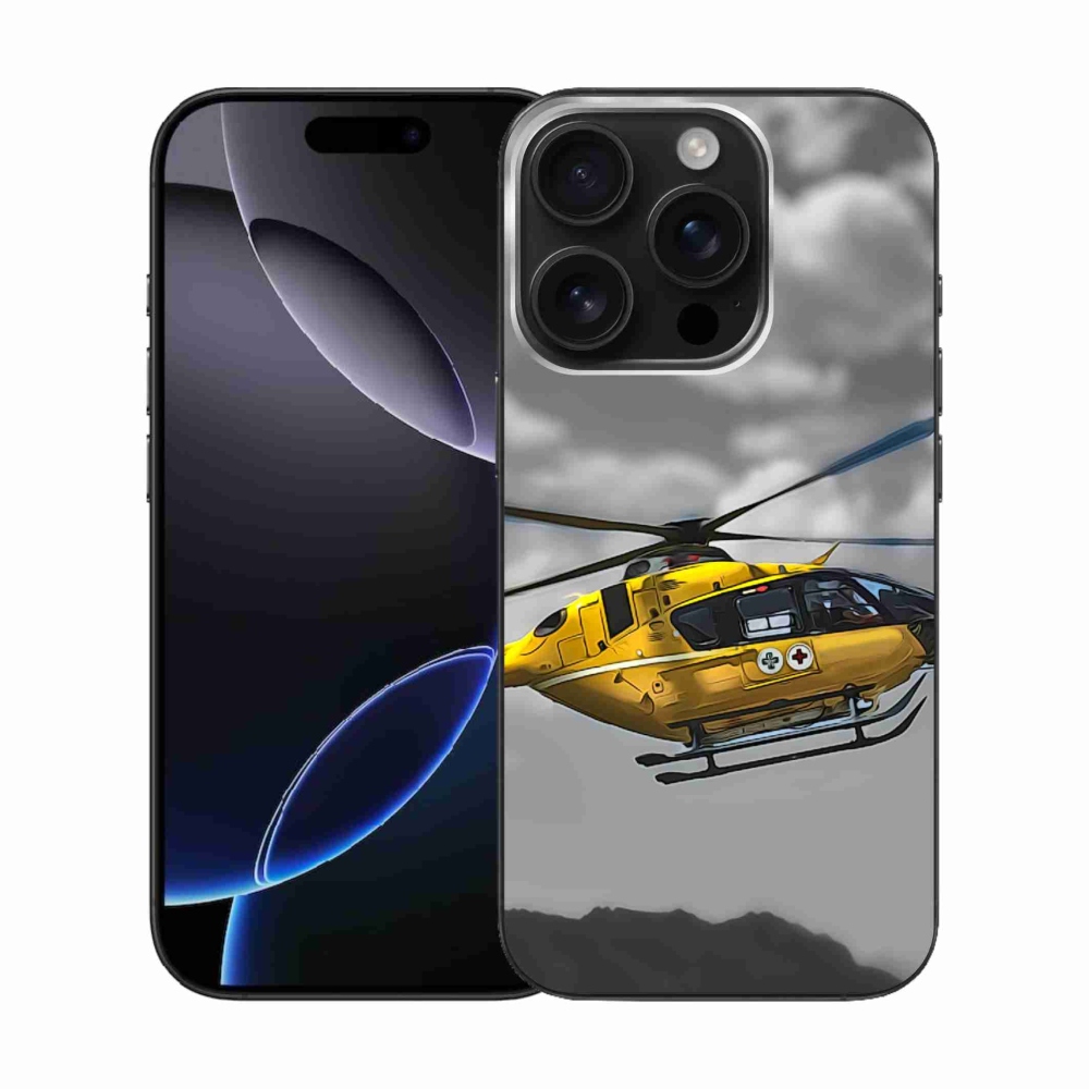 Gelový kryt mmCase na iPhone 16 Pro - žlutá helikoptéra