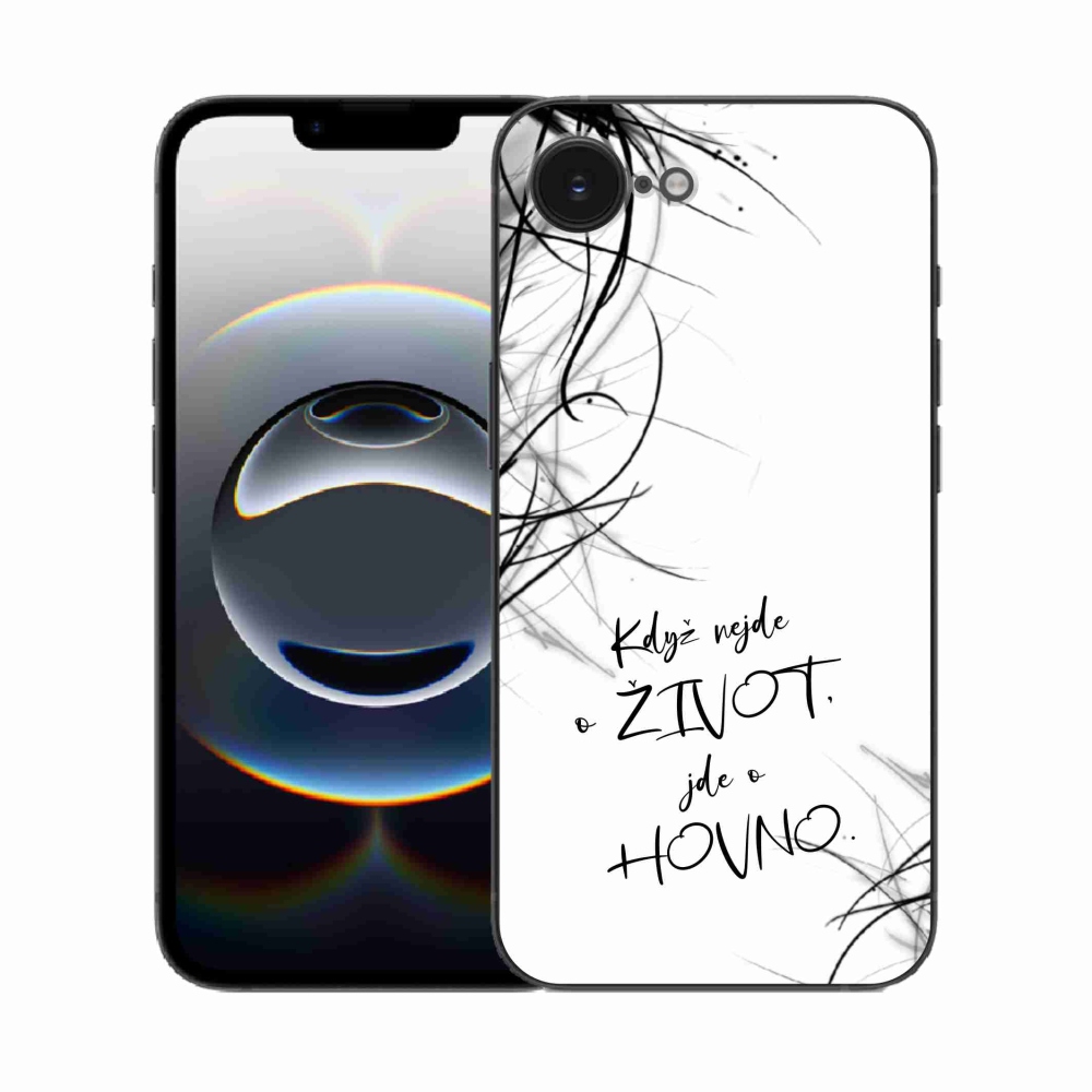 Gelový kryt mmCase na iPhone 16e - vtipný text 16 bílé pozadí