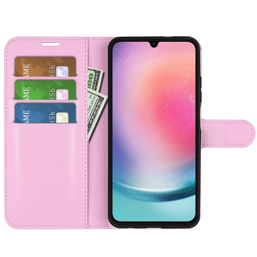 Litchi knížkové pouzdro na Samsung Galaxy A16 4G/5G - růžové