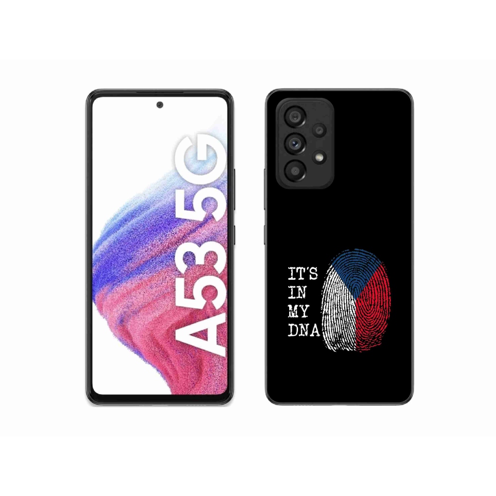 Gelový kryt mmCase na Samsung Galaxy A53 5G - vlajka otisk prstu černé pozadí