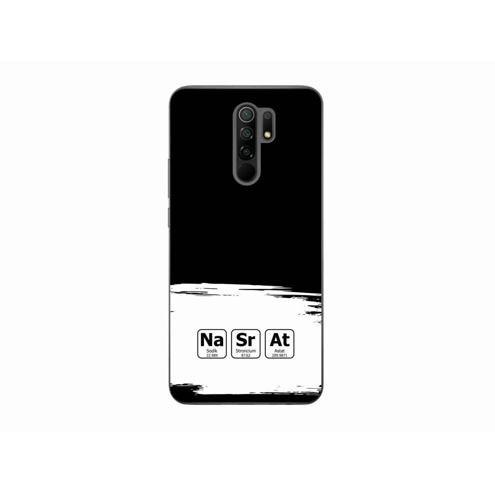 Gelový kryt mmCase na Xiaomi Redmi 9 - chemické prvky bíločerné pozadí