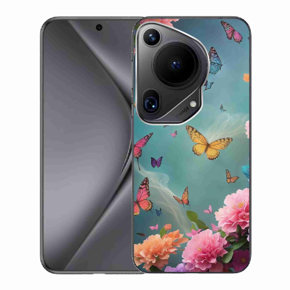 Gelový kryt mmCase na Huawei Pura 70 Ultra - barevné květy a motýli