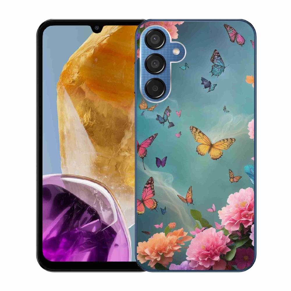Gelový kryt mmCase na Samsung Galaxy M15 5G - barevné květy a motýli