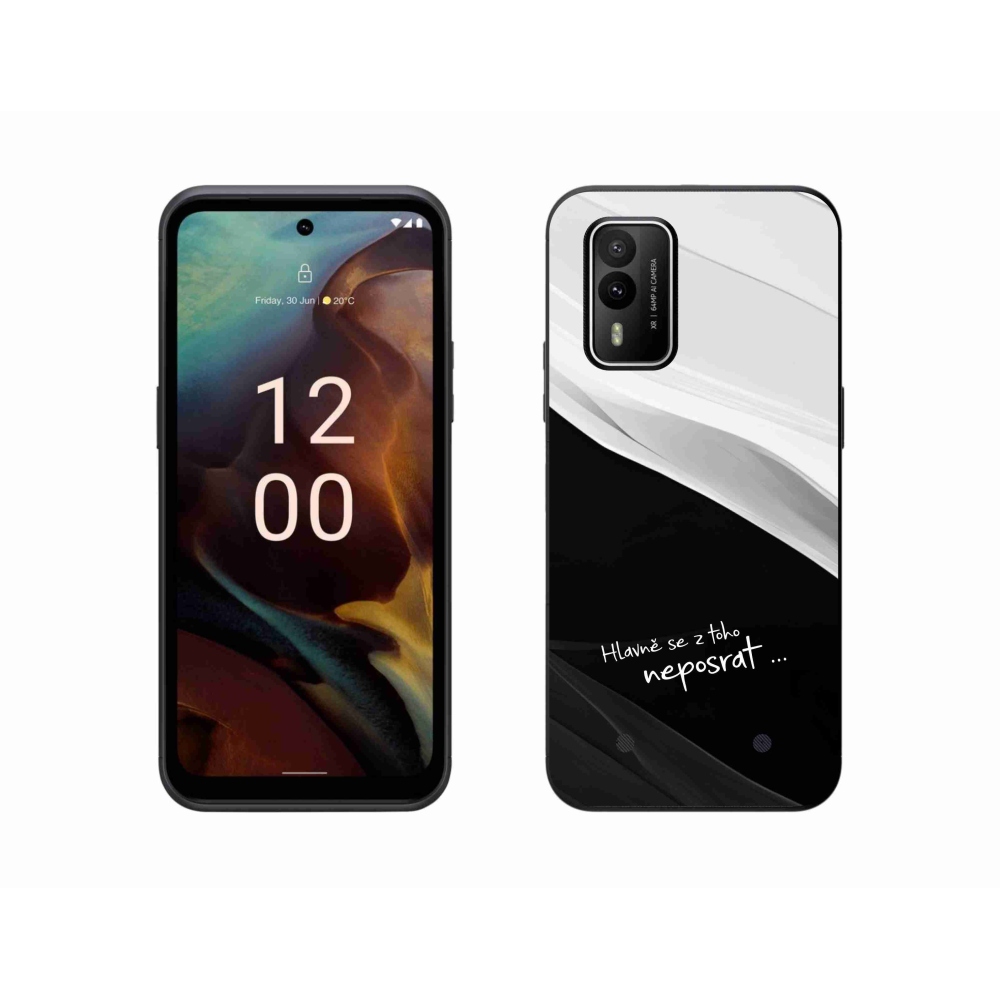 Gelový kryt mmCase na Nokia XR21 - vtipný text 13 černobílé pozadí
