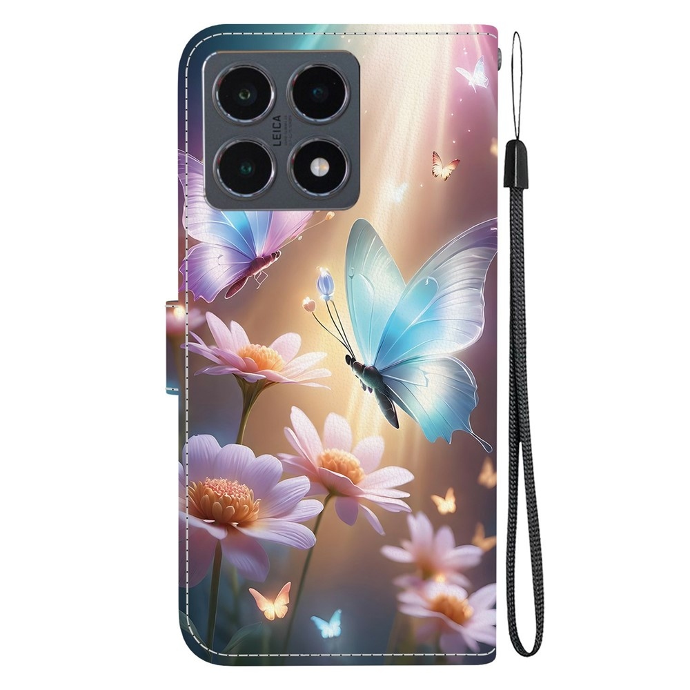 Versatile knížkové pouzdro na Xiaomi 15T - motýli a kopretiny