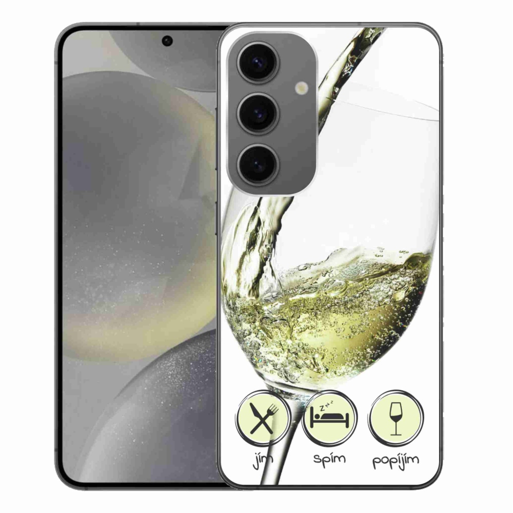 Gelový obal mmCase na Samsung Galaxy S24+ - sklenička vína bílé
