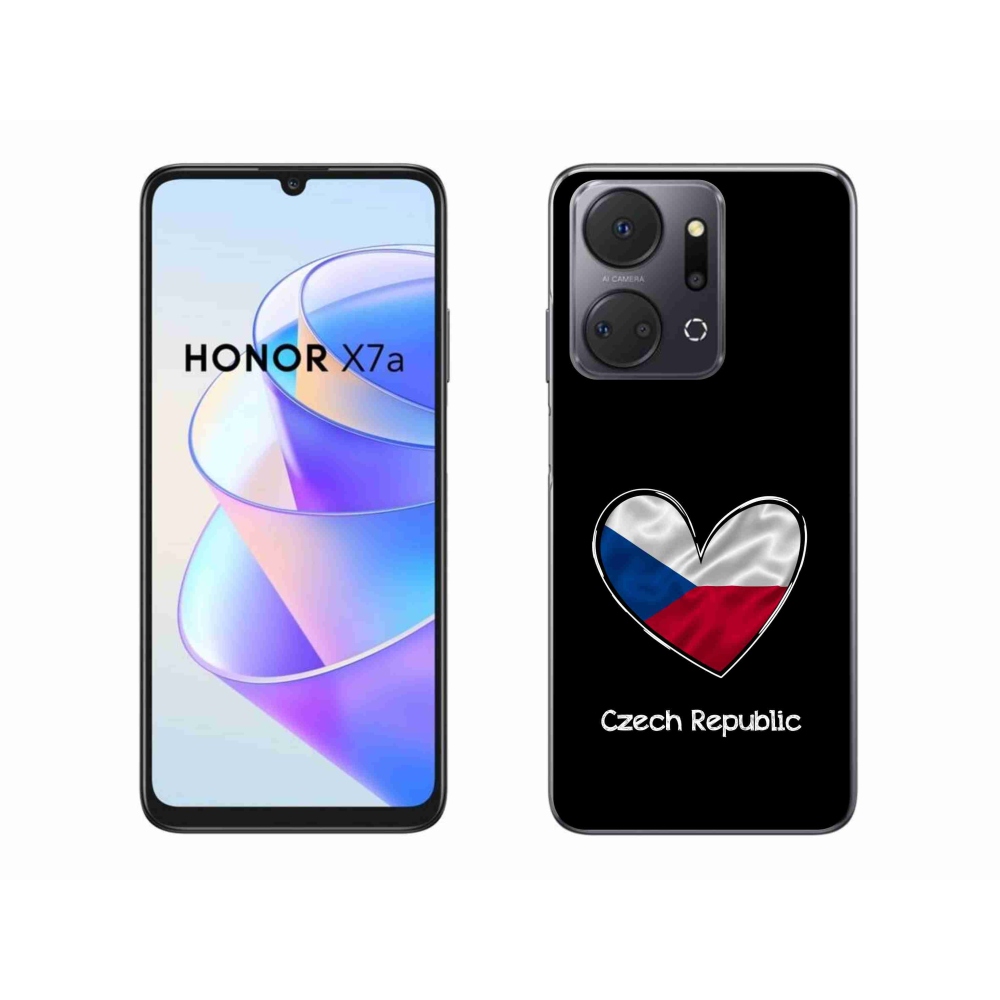 Gelový kryt mmCase na Honor X7a - vlajka srdce černé pozadí