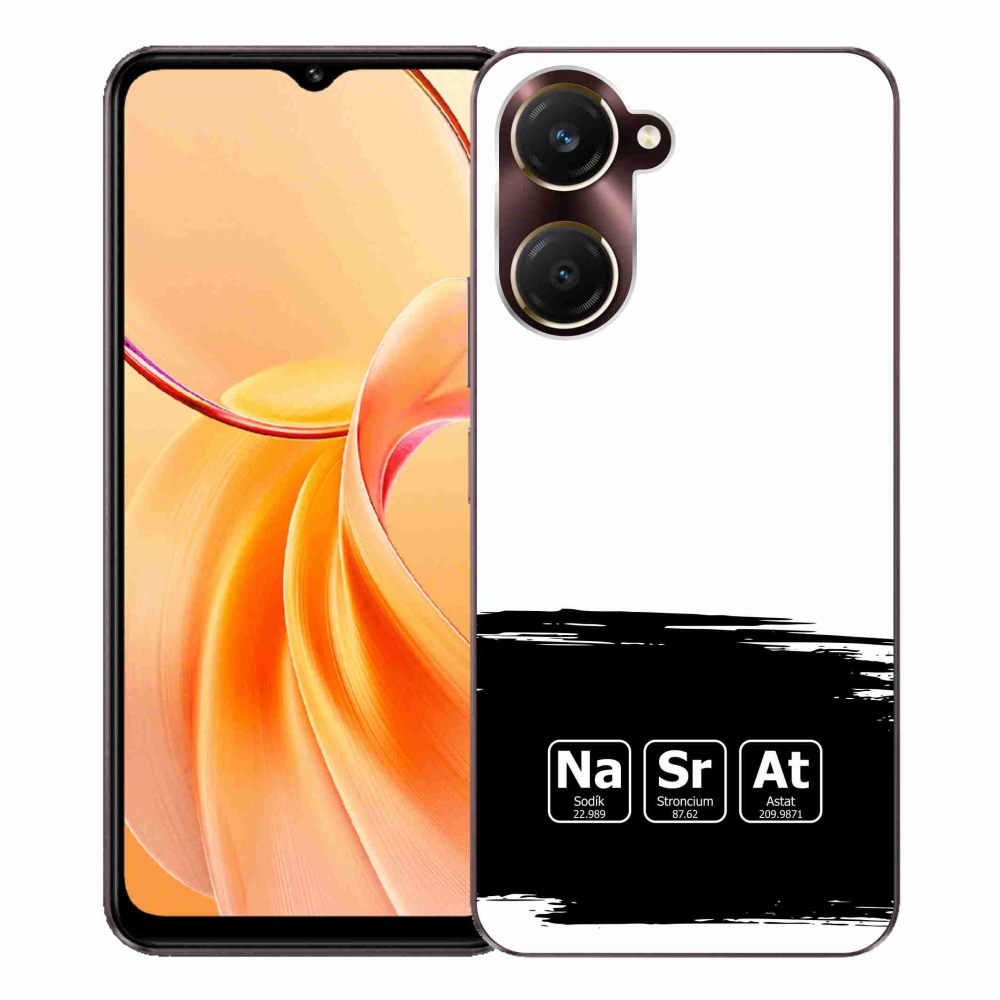 Gelový kryt mmCase na Vivo Y28s 5G - chemické prvky černobílé pozadí