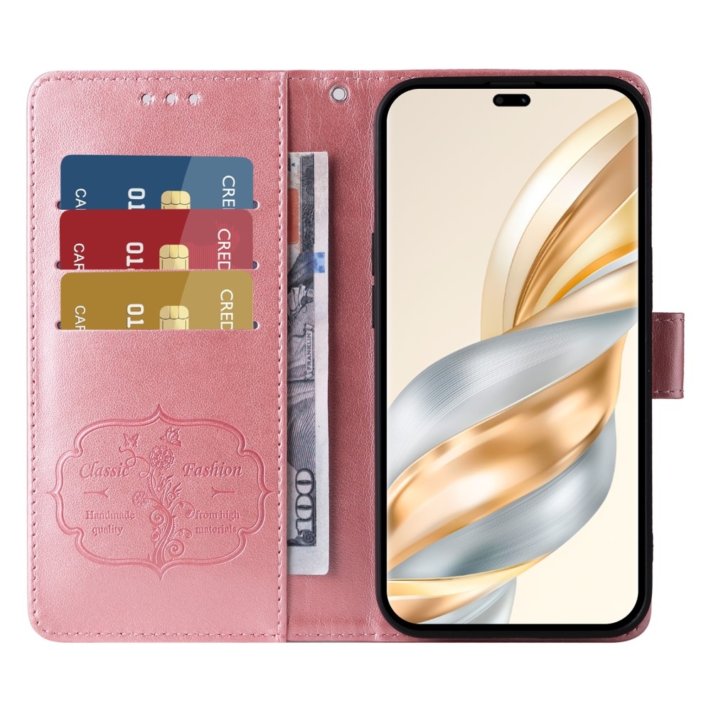 Flowery knížkové pouzdro na Honor Magic 7 Lite 5G - růžové
