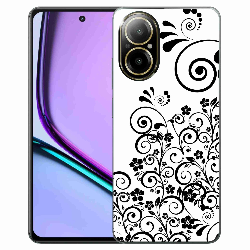 Gelový kryt mmCase na Realme C67 - černobílé květinové vzory