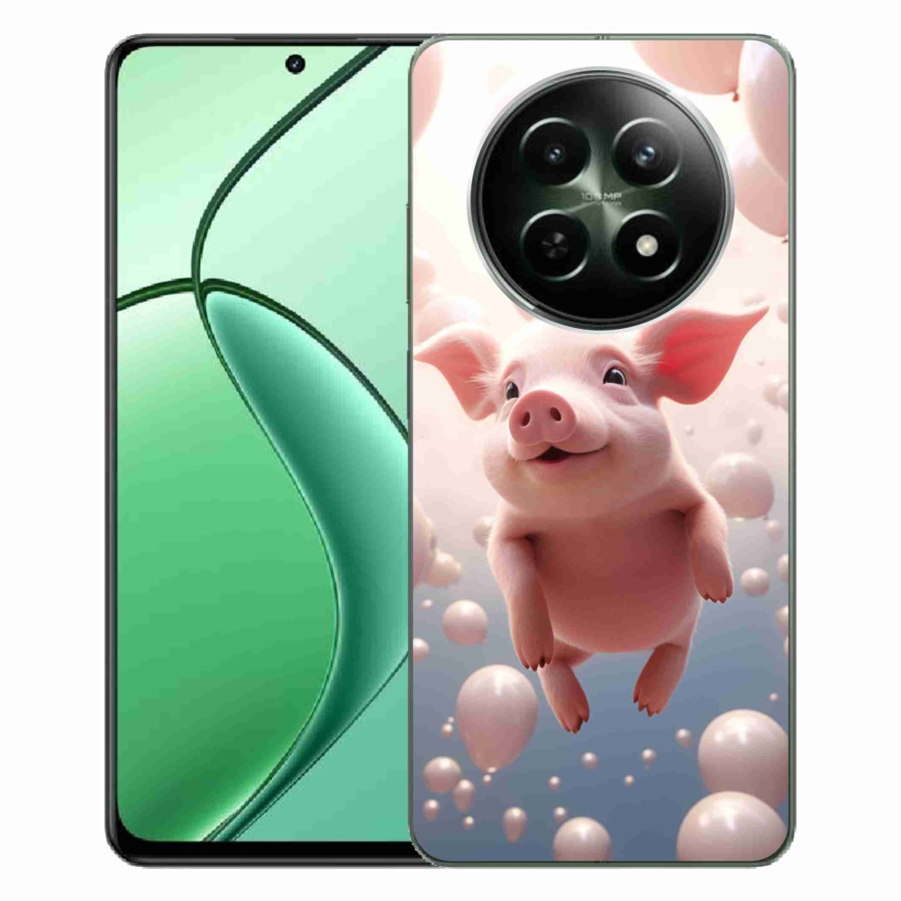 Gelový kryt mmCase na Realme 12 5G/12x 5G - prasátko s balónky