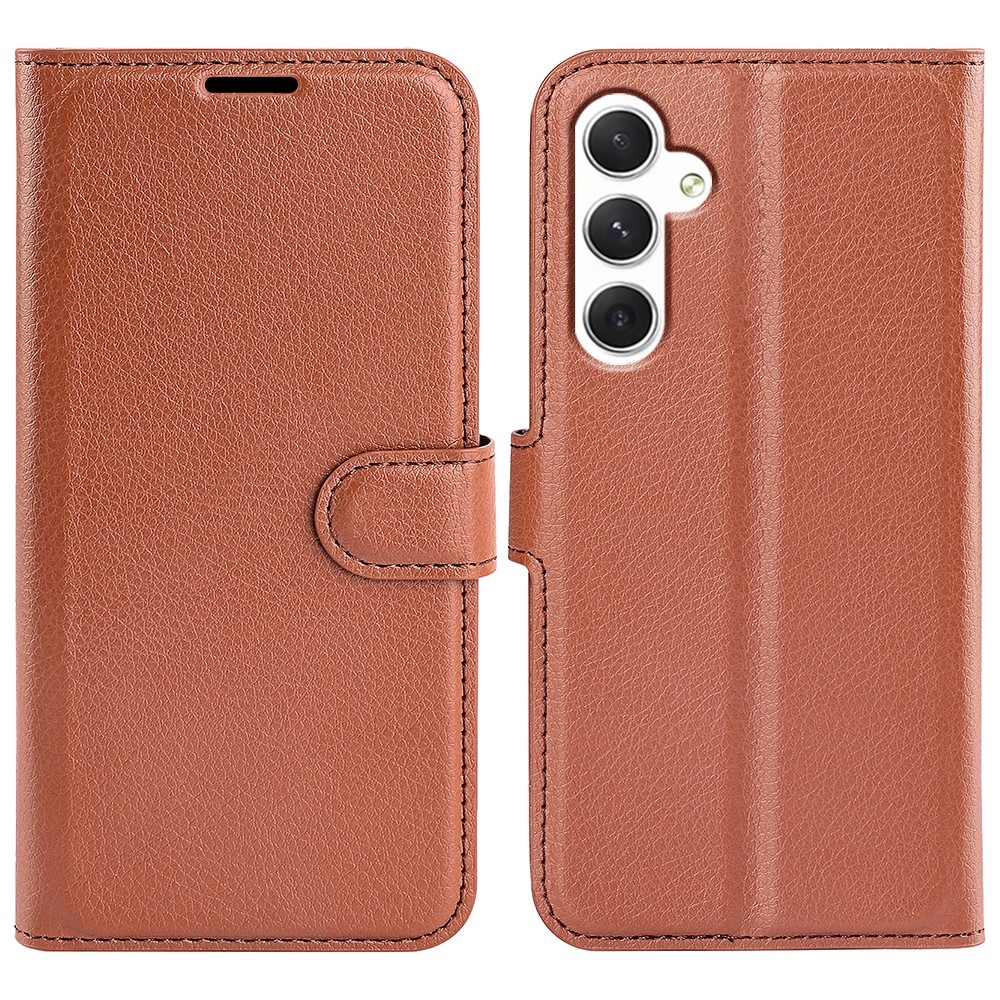 Litchi knížkové pouzdro na Samsung Galaxy S24 - hnědé