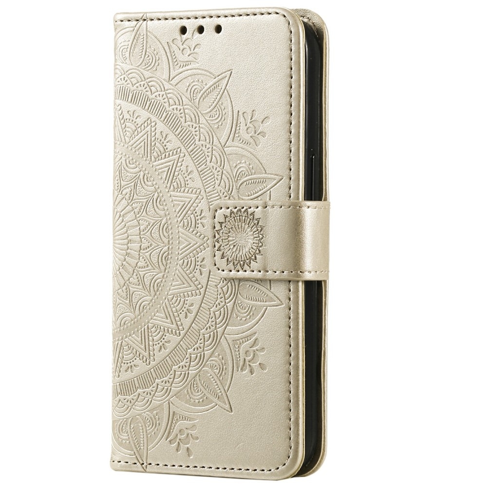 Mandala knížkové pouzdro na Xiaomi Redmi Note 14 5G - zlaté