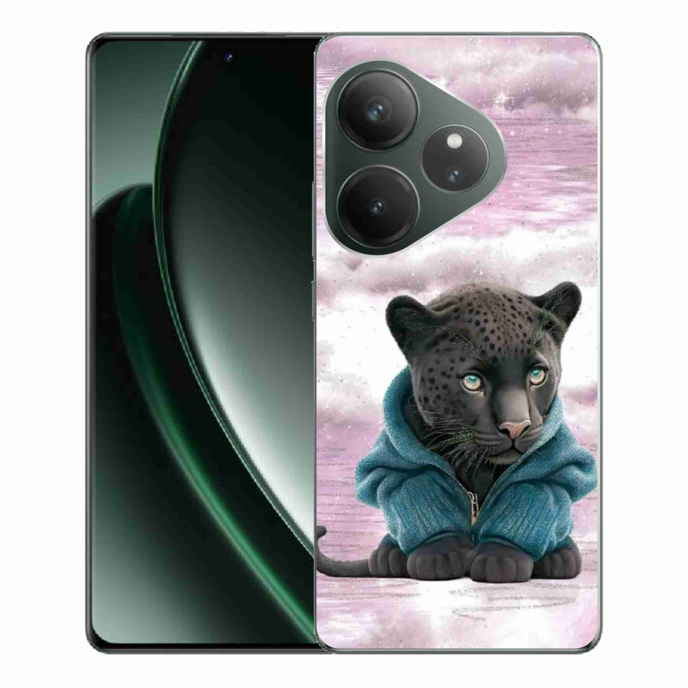Gelový kryt mmCase na Realme GT 6 5G/GT 6T 5G - černý panter ve svetru
