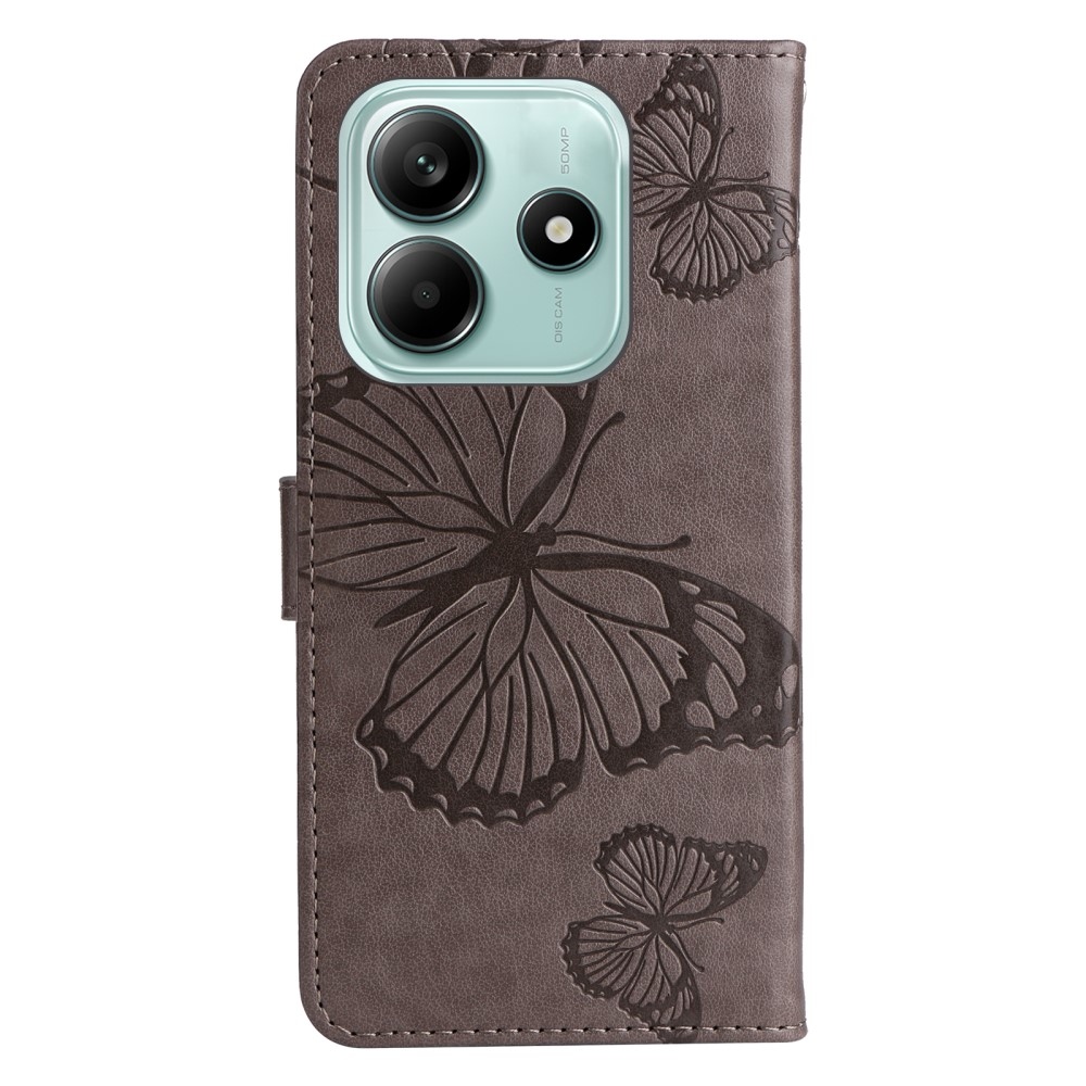 Big Butterfly knížkové pouzdro na Xiaomi Redmi Note 14 5G - šedé