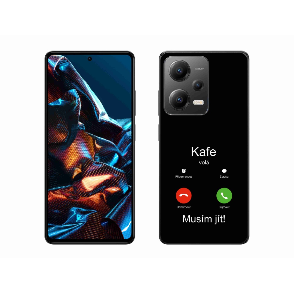 Gelový kryt mmCase na Xiaomi Redmi Note 12 Pro 5G - kafe volá černé pozadí