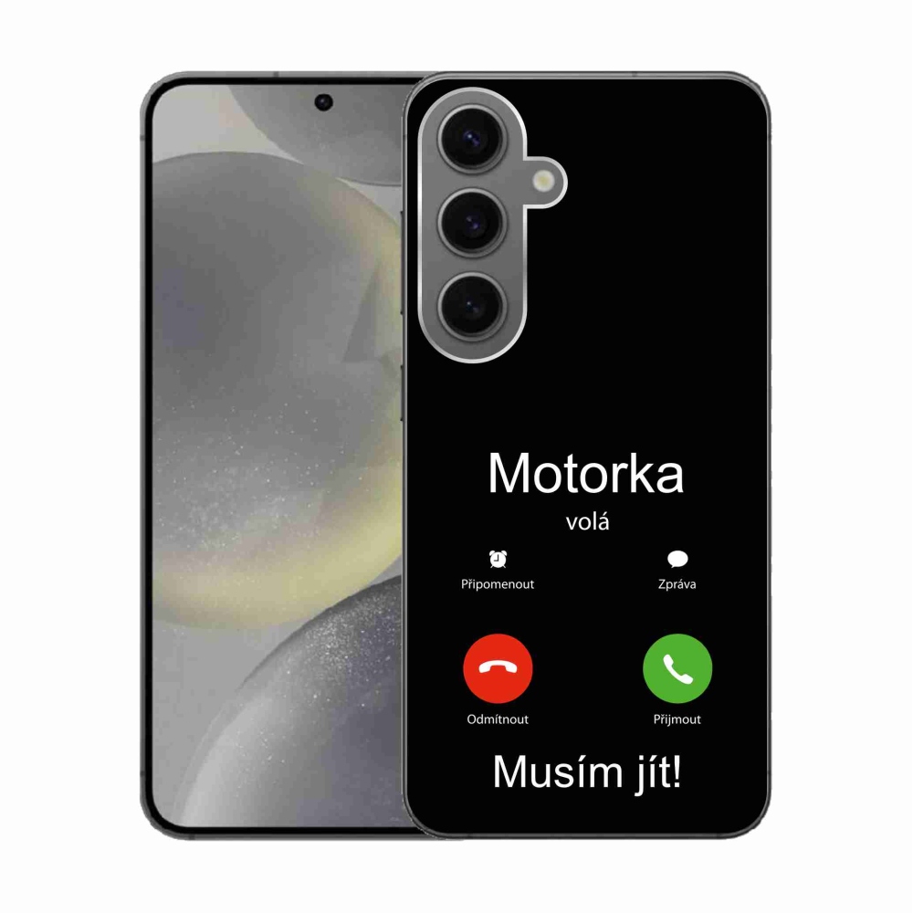 Gelový kryt mmCase na Samsung Galaxy S24 - motorka volá černé pozadí