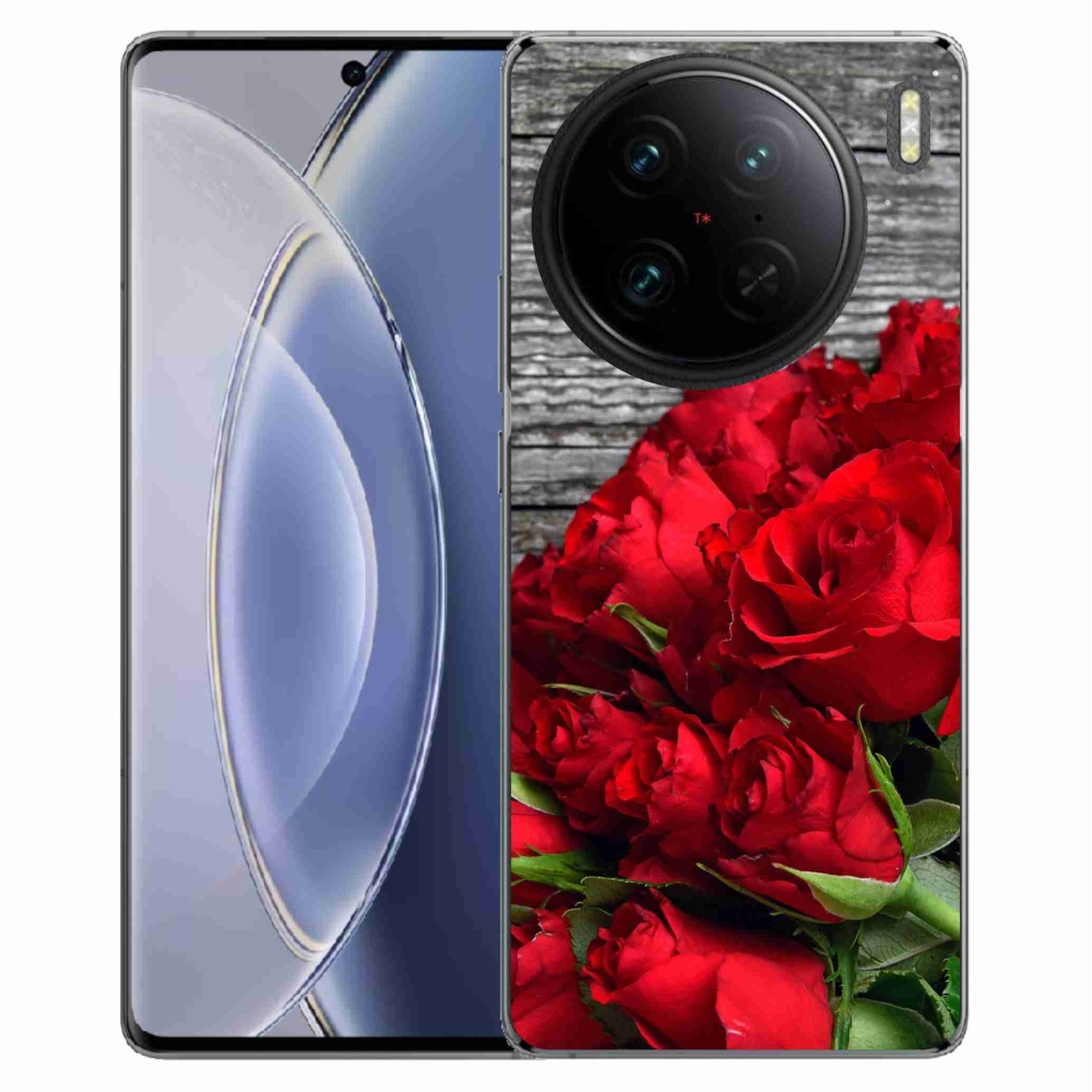 Gelový kryt mmCase na Vivo X90 Pro - červené růže