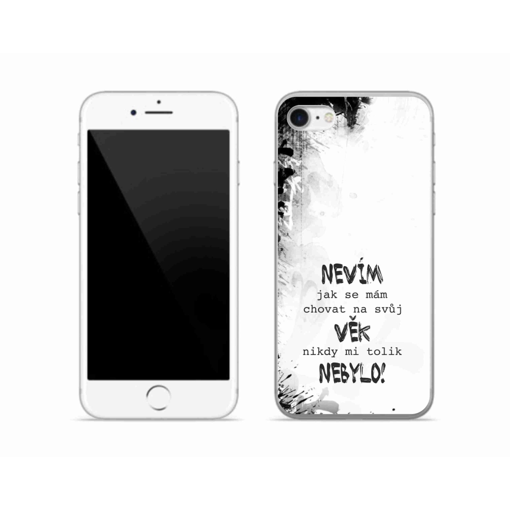 Gelový kryt mmCase na iPhone SE (2022) - vtipný text 14 bílé pozadí