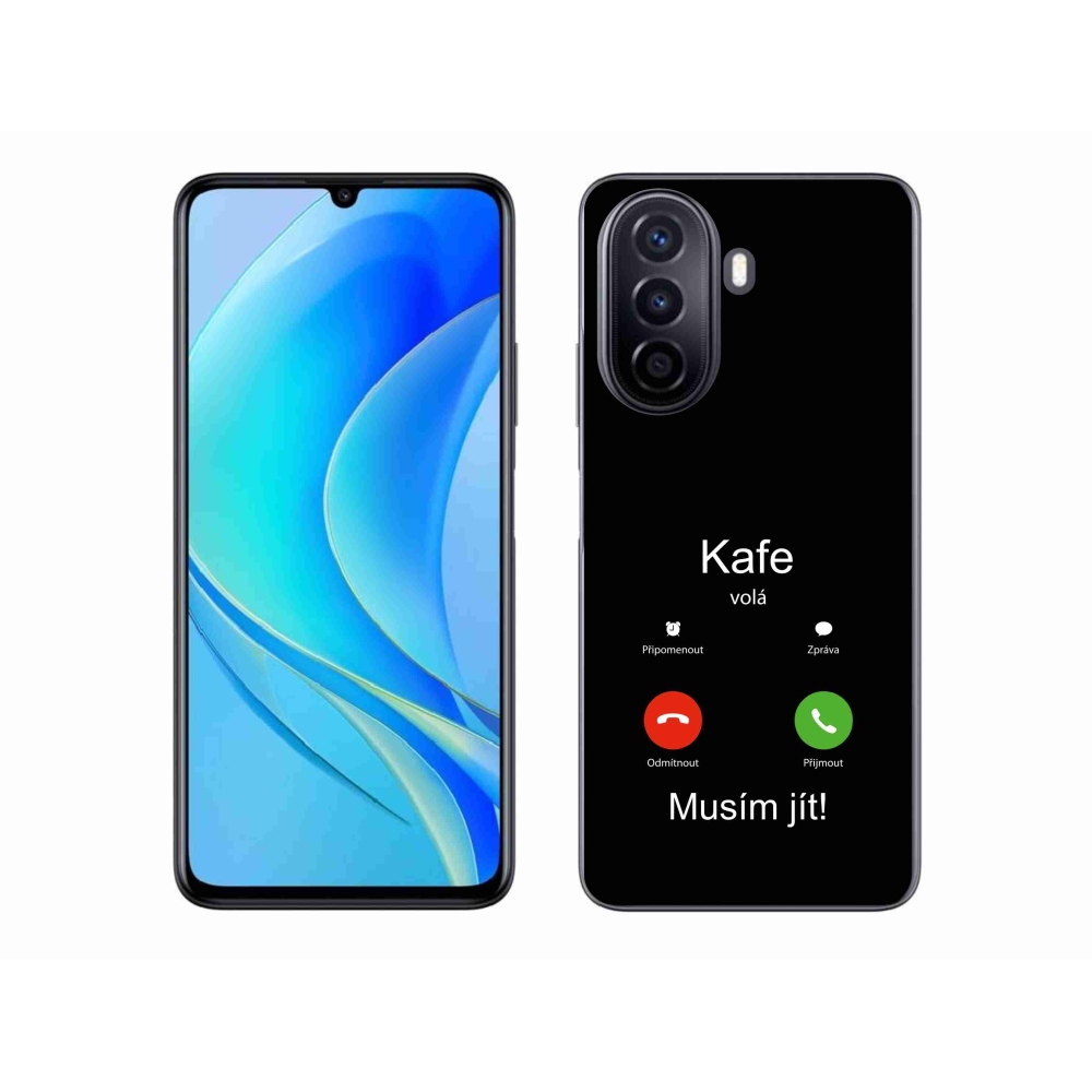 Gelový kryt mmCase na Huawei Nova Y70 - kafe volá černé pozadí