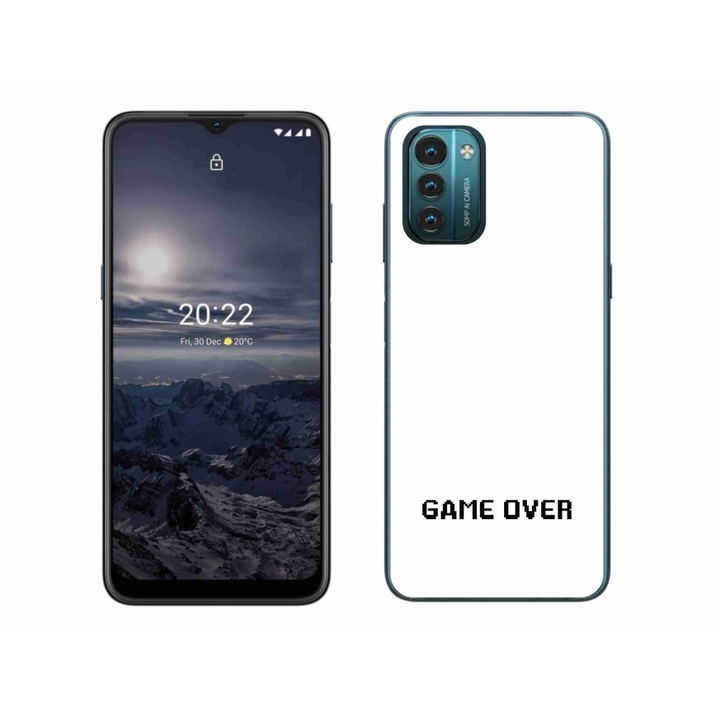 Gelový kryt mmCase na Nokia G11/G21 - game over bílé pozadí